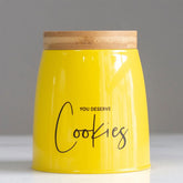 Lata Cookies Porta Condimentos 1,12L Pote para Biscoitos em Aço e Bambu Sunshine Mostarda Yoi